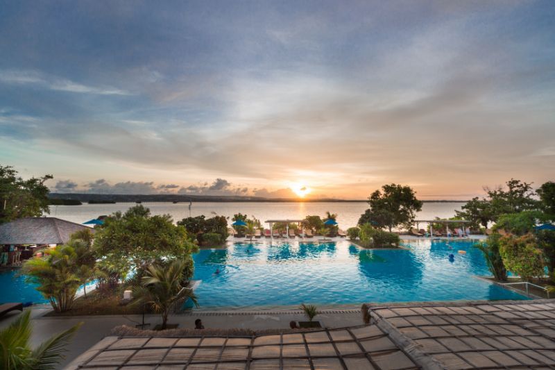 Sunset over the pool at an Elysium retreat